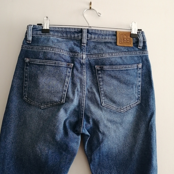 Toteme Straight Leg Mid Rise Ankle Crop Jeans Mid Blue 28 - Picture 6 of 16
